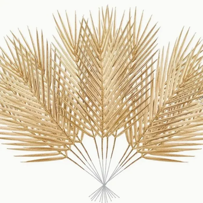 Feuilles de palmier artificielles dorées, 5 pièces, fausses plantes tropicales, fausses fleurs pour intérieur et extérieur, remplissage de Vase, décor de fête de mariage, DIY 1