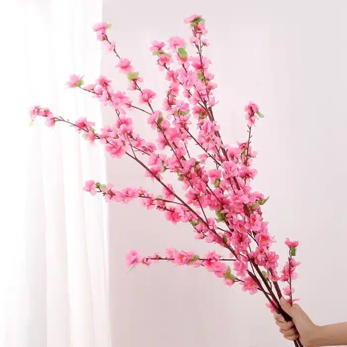Branche de fleur de pêcher artificielle 106cm, fleur de prunier et de cerisier en soie pour la maison, décoration de jardin, Vase de fête de mariage, DIY 3