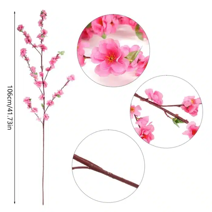 Branche de fleur de pêcher artificielle 106cm, fleur de prunier et de cerisier en soie pour la maison, décoration de jardin, Vase de fête de mariage, DIY 4