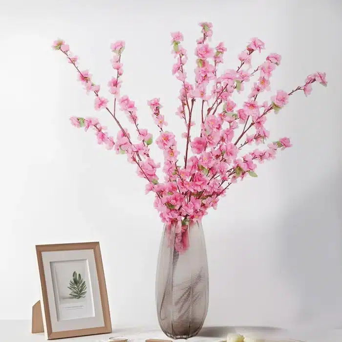 Branche de fleur de pêcher artificielle 106cm, fleur de prunier et de cerisier en soie pour la maison, décoration de jardin, Vase de fête de mariage, DIY 2